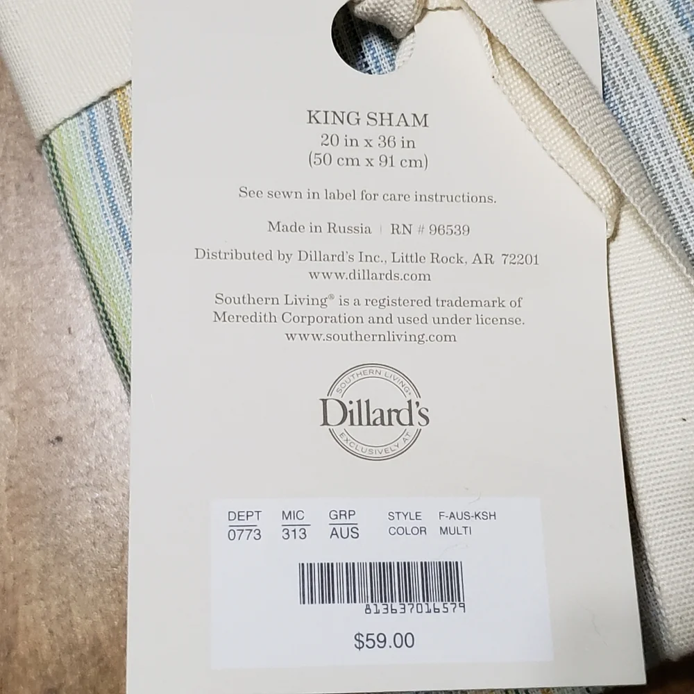 2 Southern Living Austen Stripe Linen King Pillow Shams